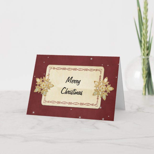 Cartes Pour Fêtes Annuelles Joyeux Noël Rouge et Silver Star Papier personnali (Devant)