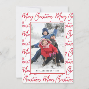 Cartes Pour Fêtes Annuelles Joyeux Noël Rouge Main Lettré Script Photo
