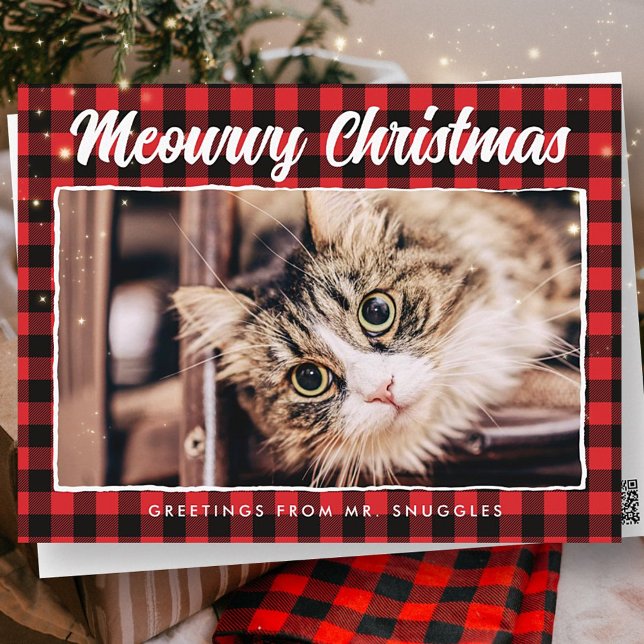 Cartes Pour Fêtes Annuelles Joyeux Noël Rouge Noir Rouge Photo Plaid (Créateur téléchargé)