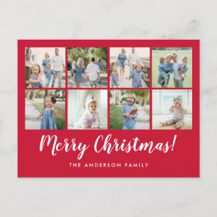 Cartes Pour Fêtes Annuelles Joyeux Noël Rouge Photo Collage Fête
