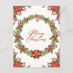 Cartes Pour Fêtes Annuelles Joyeux Noël Rouge Poinsettia et Berries