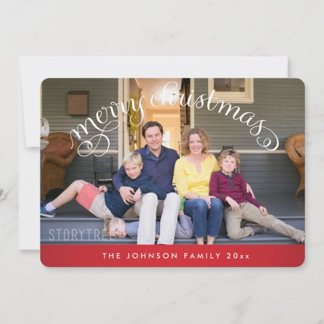 Cartes Pour Fêtes Annuelles Joyeux Noël rouge rond Photo (Devant)