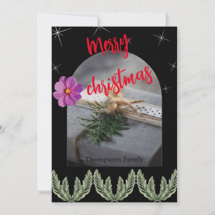 Cartes Pour Fêtes Annuelles Joyeux Noël rouge Typographie feuillage vert