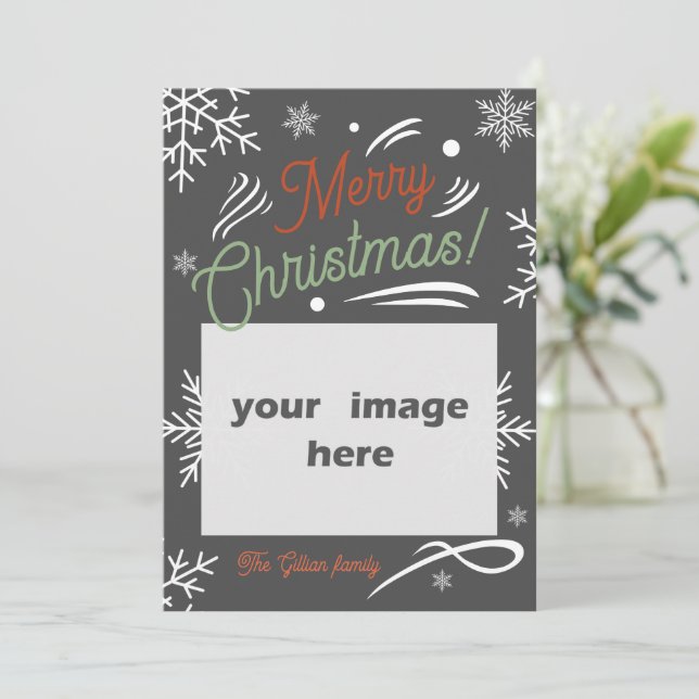 Cartes Pour Fêtes Annuelles joyeux noël rouge vert (Debout devant)