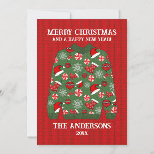 Cartes Pour Fêtes Annuelles Joyeux Noël Rouge Vert Doux moche