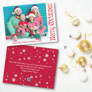 Cartes Pour Fêtes Annuelles joyeux noël rouge vintage retro photo de famille