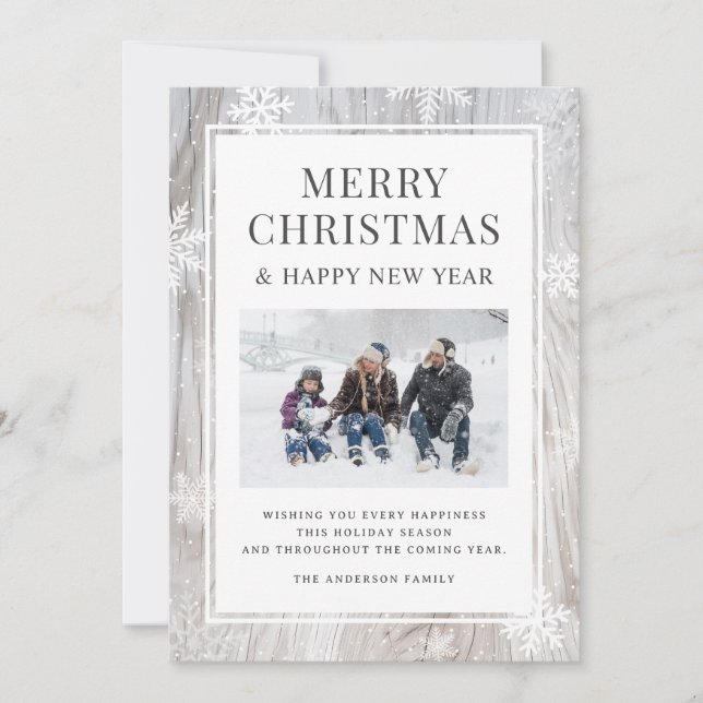 Cartes Pour Fêtes Annuelles Joyeux Noël Russe Flocon de neige Photo (Devant)