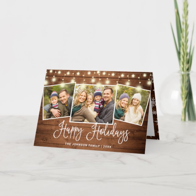 Cartes Pour Fêtes Annuelles Joyeux Noël Rustic 3 PHOTO Salutation moderne (Devant)