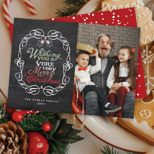 Cartes Pour Fêtes Annuelles Joyeux Noël Rustic Chalkboard Mistletos Photo