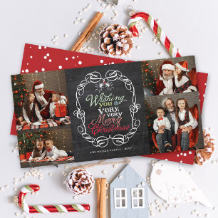 Cartes Pour Fêtes Annuelles Joyeux Noël Rustic Chalkboard Mistletos Photo