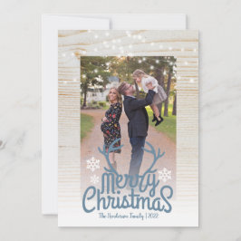 Cartes Pour Fêtes Annuelles Joyeux Noël Rustique Antlers Photo String Light