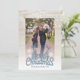 Cartes Pour Fêtes Annuelles Joyeux Noël Rustique Antlers Photo String Light