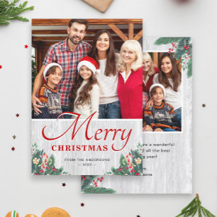 Cartes Pour Fêtes Annuelles Joyeux Noël Rustique Birch Mistletoe 2 Photo