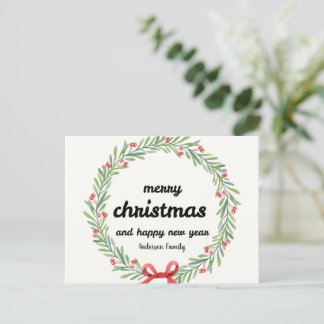 Cartes Pour Fêtes Annuelles Joyeux Noël Rustique Bonne Année Nom de la famille