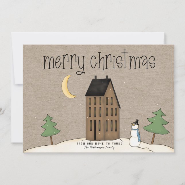Cartes Pour Fêtes Annuelles Joyeux Noël Rustique Country Holiday Card (Devant)