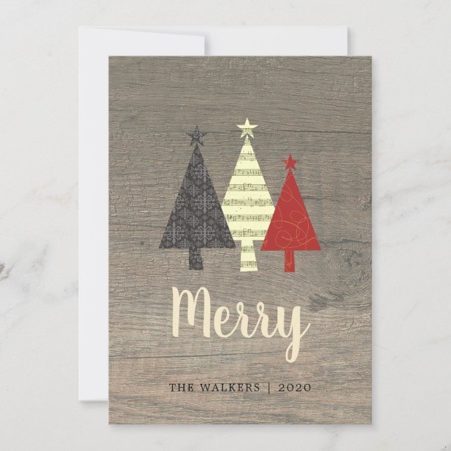 Cartes Pour Fêtes Annuelles Joyeux Noël rustique en bois (Devant)