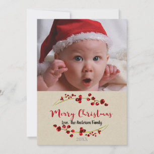 Cartes Pour Fêtes Annuelles Joyeux Noël Rustique Photo de vacances
