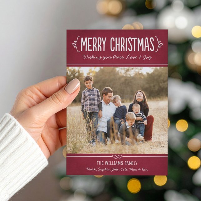 Cartes Pour Fêtes Annuelles Joyeux Noël Rustique Vin Rouge Photo (Créateur téléchargé)