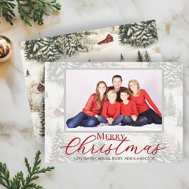 Cartes Pour Fêtes Annuelles Joyeux Noël Rustique Woodland Photo de famille
