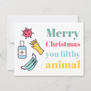 Cartes Pour Fêtes Annuelles Joyeux Noël, sale animal COVID