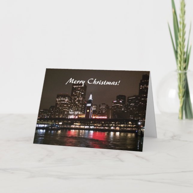 Cartes Pour Fêtes Annuelles Joyeux Noël ! San Francisco la nuit (Devant)