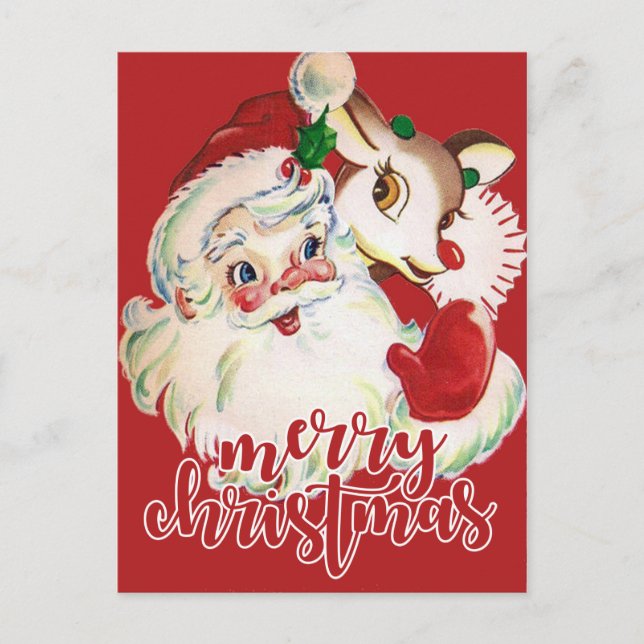 Cartes Pour Fêtes Annuelles Joyeux Noël | Santa Claus et Rudolf (Devant)
