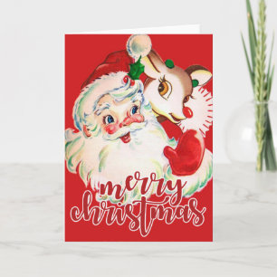 Cartes Pour Fêtes Annuelles Joyeux Noël Santa Claus et Rudolf