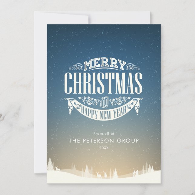 Cartes Pour Fêtes Annuelles Joyeux Noël Scène d'hiver Entreprise (Devant)