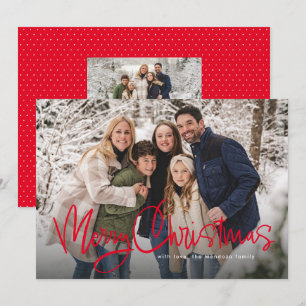 Cartes Pour Fêtes Annuelles Joyeux Noël script amusant simple photo rouge