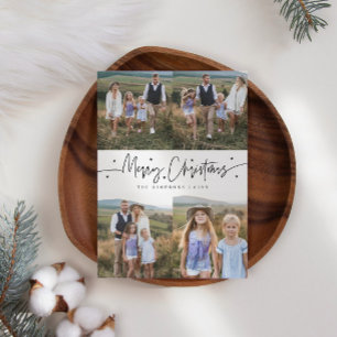 Cartes Pour Fêtes Annuelles Joyeux Noël Script blanc Multi Photo