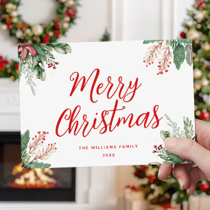 Cartes Pour Fêtes Annuelles Joyeux Noël Script Floral
