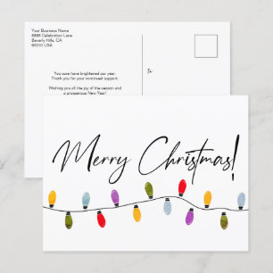 Cartes Pour Fêtes Annuelles Joyeux Noël Script Lumières de vacances Entreprise