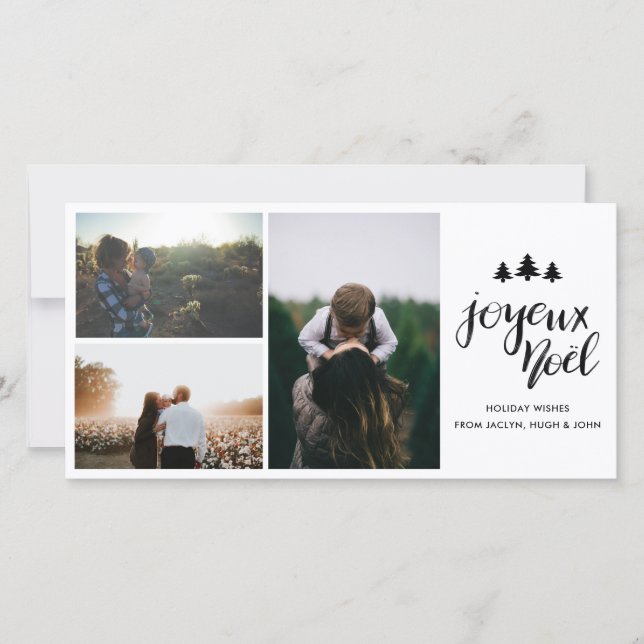 Cartes Pour Fêtes Annuelles Joyeux Noel | Script manuscrit photo de vacances (Devant)