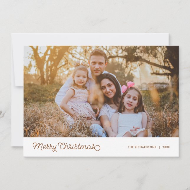 Cartes Pour Fêtes Annuelles Joyeux Noël - Script moderne Photo (Devant)