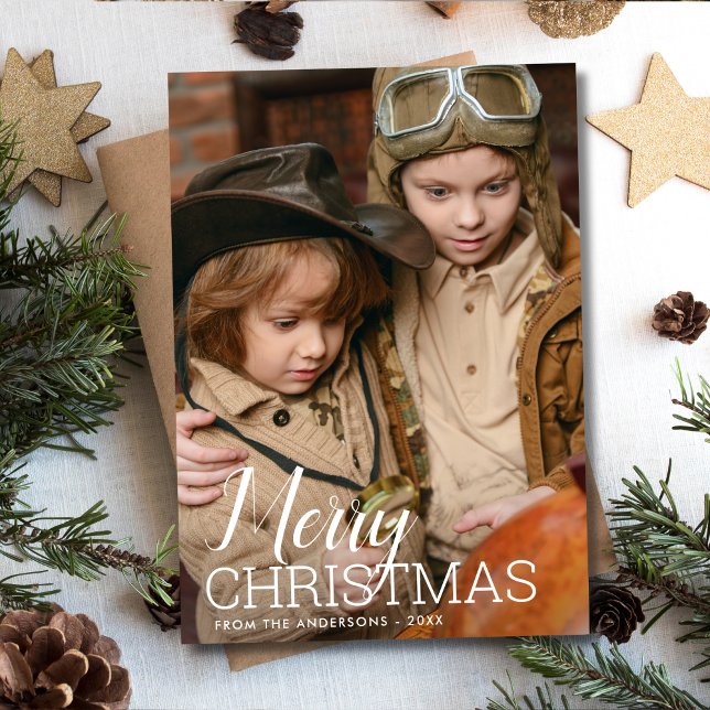 Cartes Pour Fêtes Annuelles Joyeux Noël - Script moderne Photo (Créateur téléchargé)