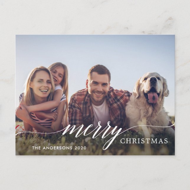 Cartes Pour Fêtes Annuelles Joyeux Noël - Script moderne Photo (Devant)