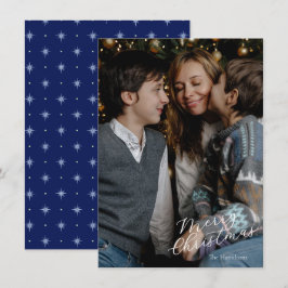 Cartes Pour Fêtes Annuelles Joyeux Noël Script Photo Navy Twinkle
