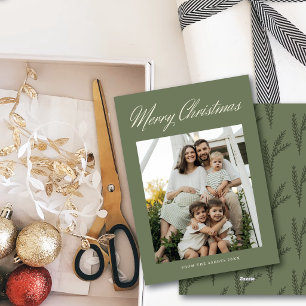 Cartes Pour Fêtes Annuelles Joyeux Noël Script Simple Élégant Une Photo