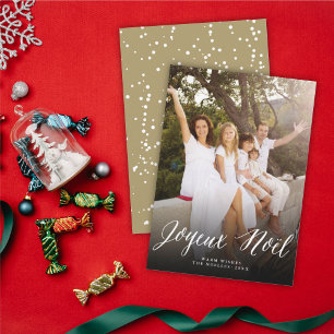 Cartes Pour Fêtes Annuelles Joyeux Noel Script simple Photo de Noël moderne