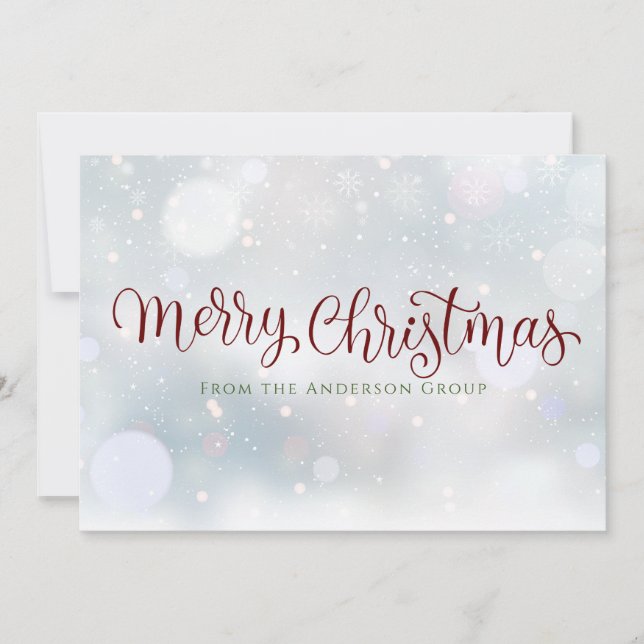 Cartes Pour Fêtes Annuelles Joyeux Noël Script Snowflakes Office (Devant)