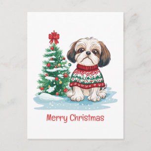 Cartes Pour Fêtes Annuelles Joyeux Noël Shih Tzu Santa Chien