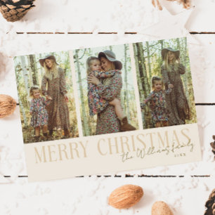 Cartes Pour Fêtes Annuelles Joyeux Noël Signature Multi Photo Creme