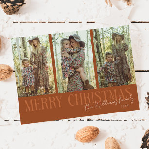 Cartes Pour Fêtes Annuelles Joyeux Noël Signature Multi Photo Terracotta