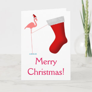 Cartes Pour Fêtes Annuelles Joyeux Noël! - Silhouette Flamant rose rose