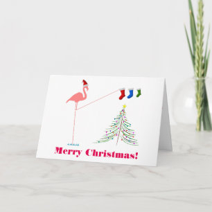 Cartes Pour Fêtes Annuelles Joyeux Noël! - Silhouette Flamant rose rose