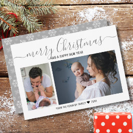 Cartes Pour Fêtes Annuelles Joyeux Noël Silver Snowflakes 2 Photo Collage