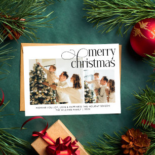 Cartes Pour Fêtes Annuelles Joyeux Noël simple 2 photos famille