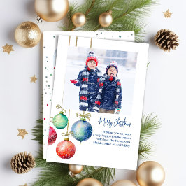 Cartes Pour Fêtes Annuelles Joyeux Noël Simple Aquarelle Ornements Photo
