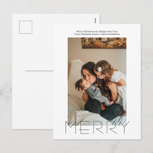 Cartes Pour Fêtes Annuelles Joyeux Noël simple élégant personnalisé (Devant / Derrière)