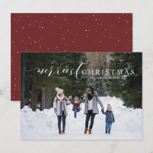 Cartes Pour Fêtes Annuelles Joyeux Noël simple et élégant une photo
